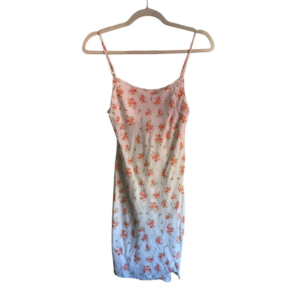 Asos Mini Dress Women's Size 2 White Orange Floral Sleeveless Linen Blend
